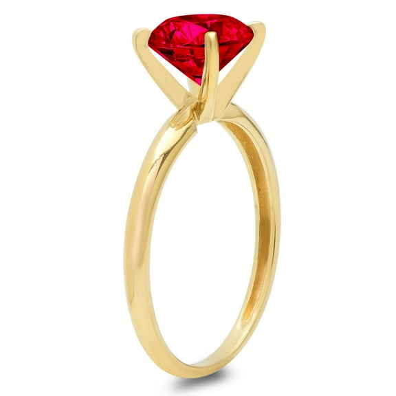 2 ct Round Cut Simulated Ruby Solitaire Engagement Ring for Women in 18K Yellow Gold