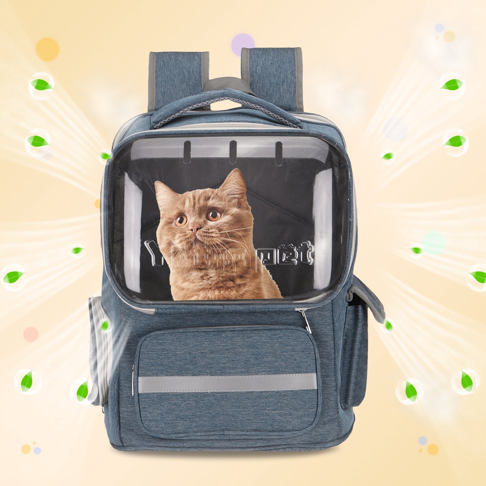 Uxcell Pet Portable Travel Backpack for Small Dog with Transparent Cover, Blue