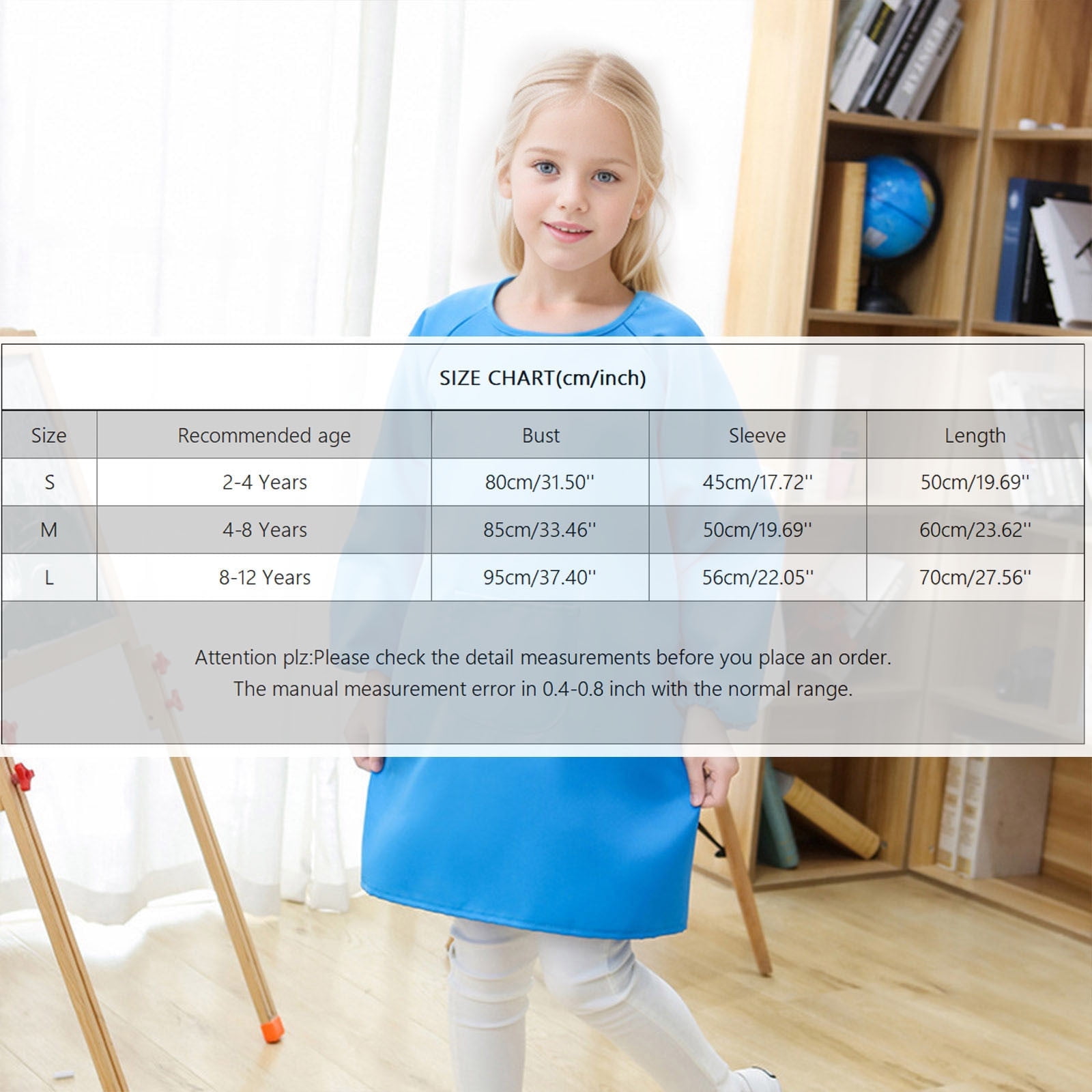 2026 Tablier D'art Pour Enfant Avec Poche Pour Enfants, Tablier De Peinture D'artiste, Blouse à Manches Longues, Café, 8-12 Ans