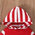 thumbnail image 5 of WOYY My First Valentine's Baby Boy Girl Jumpsuit Letter Print Striped Hooded Romper Onesie, 5 of 7
