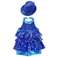 thumbnail image 4 of Alvivi Jazz Dance Dress for Kids Girls Sequin Tap Latin Dance Leotard Performance Costume and Hat Royal Blue 10, 4 of 5
