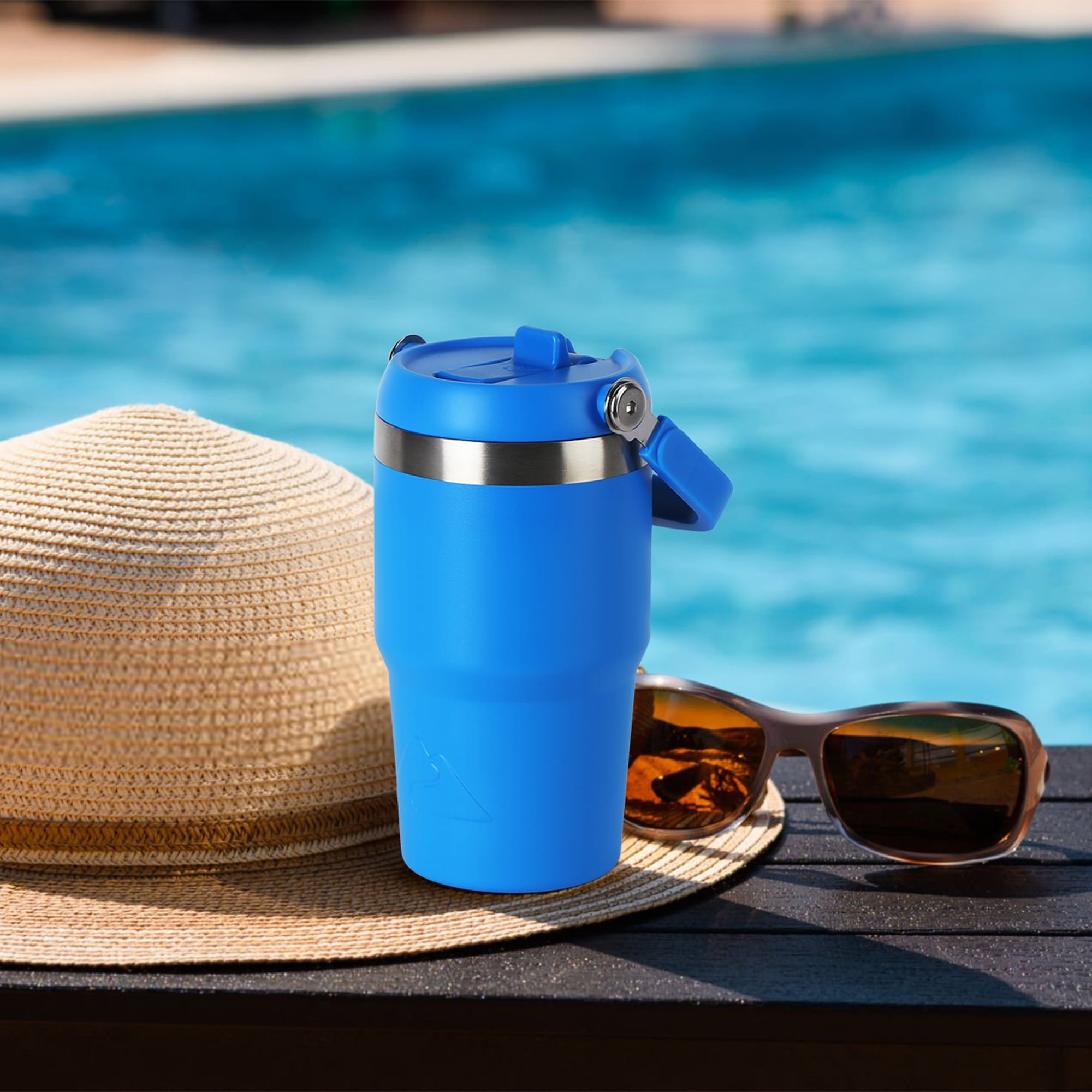 Ozark Trail 18 oz Stainless Steel Insulated Swivel Tumbler, Electric Blue