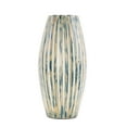 thumbnail image 5 of DecMode 17" Brushed Blue Bamboo Wood Vase with Cream Accents and White Stripes, 5 of 8