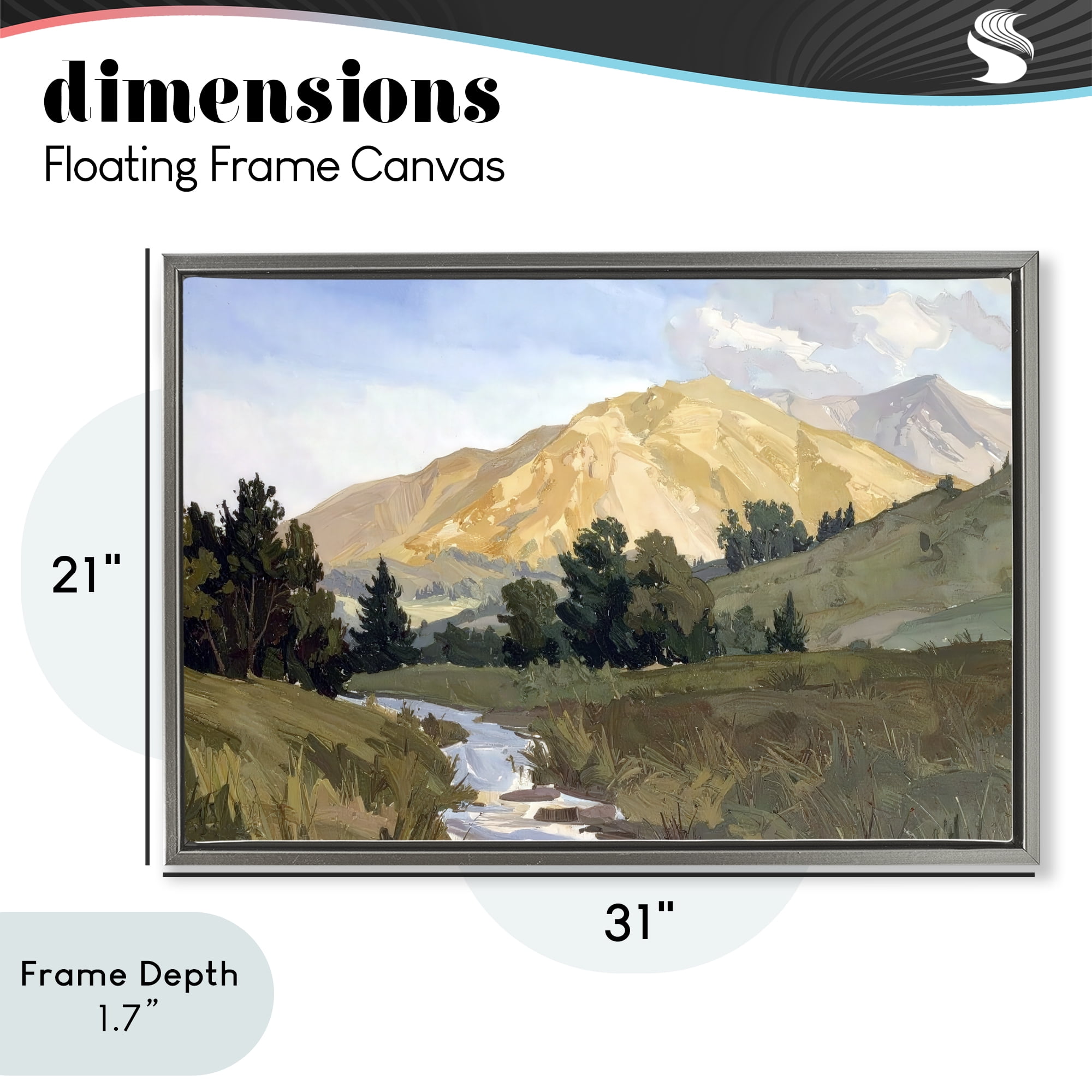 Stupell Industries Mountain Divide Valley Gray Framed Floater Canvas Wall Art, design by Alonza Saunders