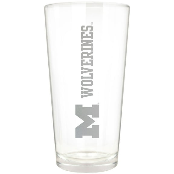 Michigan Wolverines Etched 16oz. Vertical Rally Cry Pint Glass