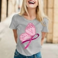thumbnail image 2 of Pink Ribbon Shirts for Women Cancer Awareness Short Sleeve Tees Inspirational Cancer Tops, 2 of 5