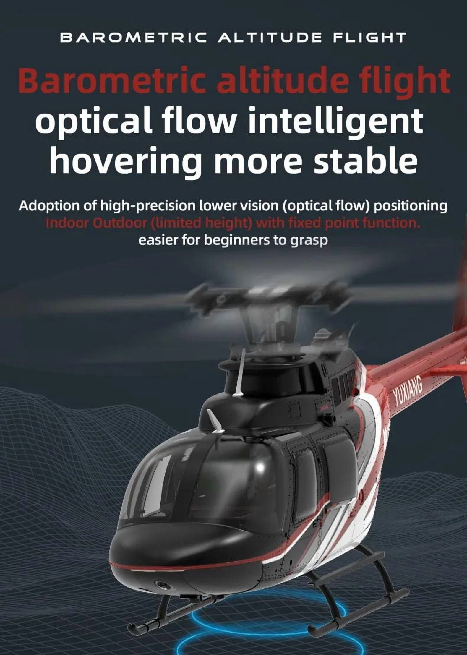 YUXIANG F08 Bell 206 Remote Control Helicopter for Adults, 1/27 Scale 2.4G 6CH Brushless Direct-Drive 3D/6G RC Helicopter with 6-Axis Gyroscope, Altitude Hovering & Optical Flow Positioning - RTF