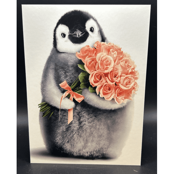 Avanti Press Penguin With Flower Bouquet Birthday Card