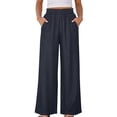 thumbnail image 3 of TaTaai Women's Casual Wide Leg Pants Denim-Like Fabric Elastic Waist Loose Fit Solid Color Trousers with Two Side Pockets for Comfortable Daily Outfits Gift, 3 of 8