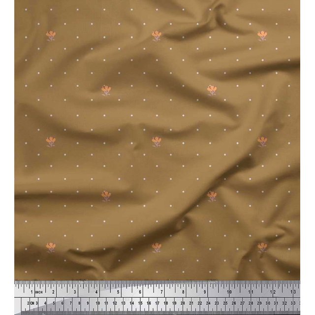 Soimoi Velvet Fabric Artistic Flower & Dots Print Fabric by The Yard 58 Inch Wide