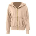 thumbnail image 4 of Hoodies Womens Beige Zip Up Hoodies for Women Casual Long Sleeve Womens Pullover Sweatshirt Womens Fall Hoodies XL, 4 of 4