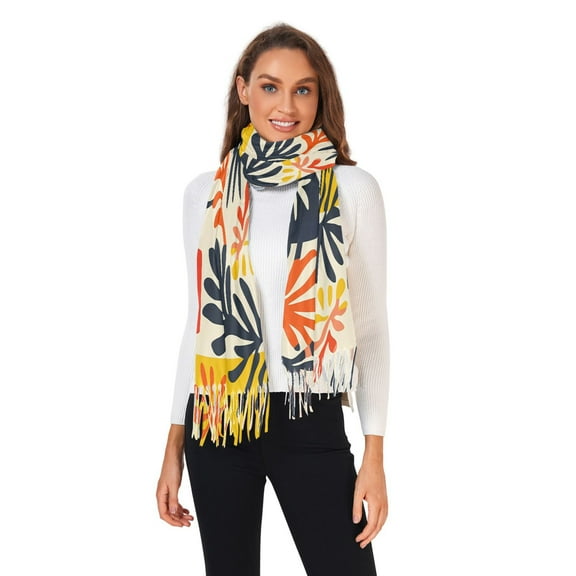 Winter Scarves for Women Colorful Squares and Leaves Fashion Pashmina Shawl Wraps Long Blanket Scarf for Fall Spring