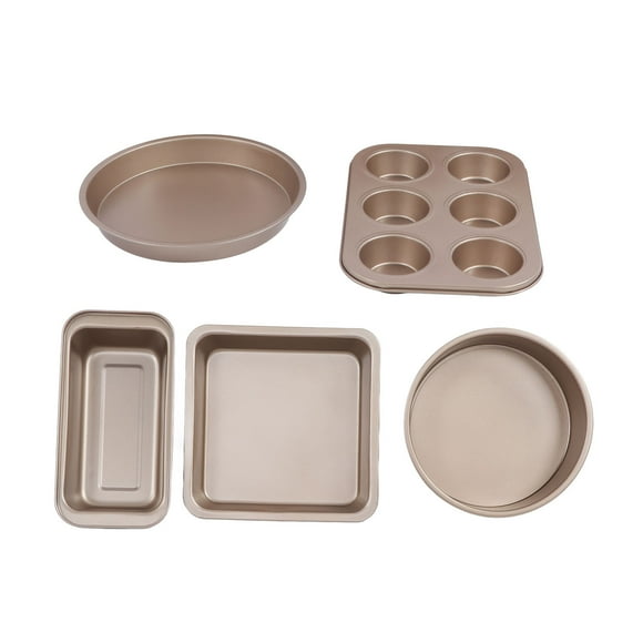 Bakeware Kit, Easy To Demold Uniform Heating Bakeware Set Safe Carbon Steel For Baker For Kitchen For Home Gold