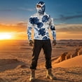 thumbnail image 5 of GrmtClth Mens Long Sleeve Sun Protection Shirts Lightweight Moisture Wicking Hoodie Fishing Hiking Swimming Running Camo Rash Guard SPF UV Hoodie with Face Mask Blue L, 5 of 6