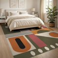thumbnail image 3 of ODIKA 8'x10' Washable Area Rug Non-Shedding, Easy Care, Olive Pink Geometric Artistic Design Elegant Rectangular Motif with Stripes for King Size Bedroom Under Bed, Master Suite, 3 of 7