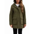 thumbnail image 2 of Women Waterproof Softshell Jackets Warm Fleece Lined Coats with Hood Long Rain Jacket Army Green L, 2 of 9