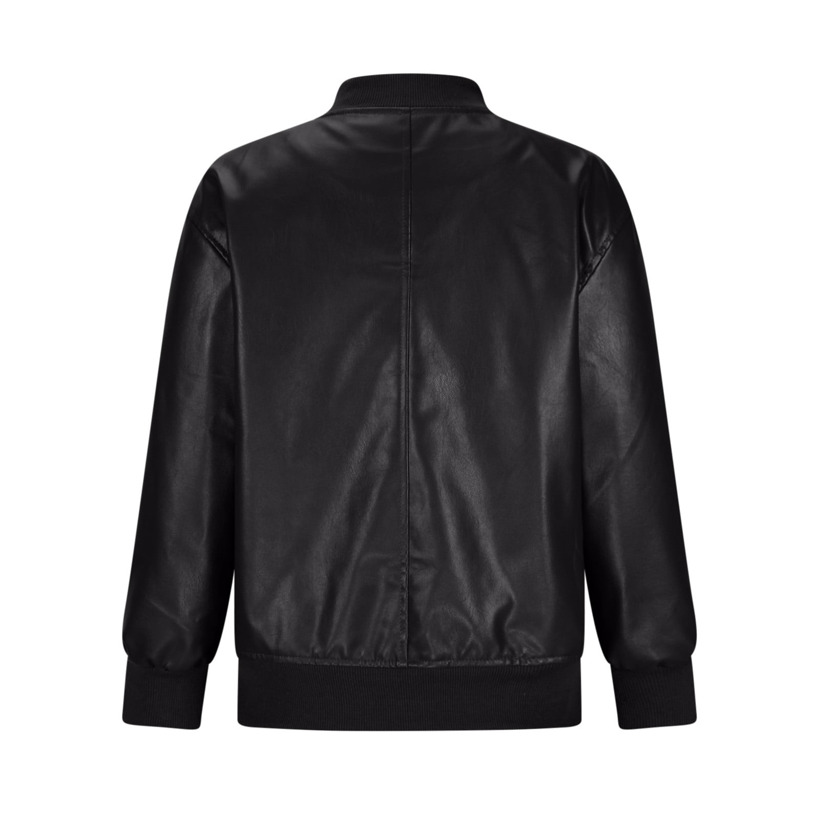 Sokhug Womens Faux Leather Jacket Bomber Jacket Oversized Zipper Motorcycle Jacket, Black