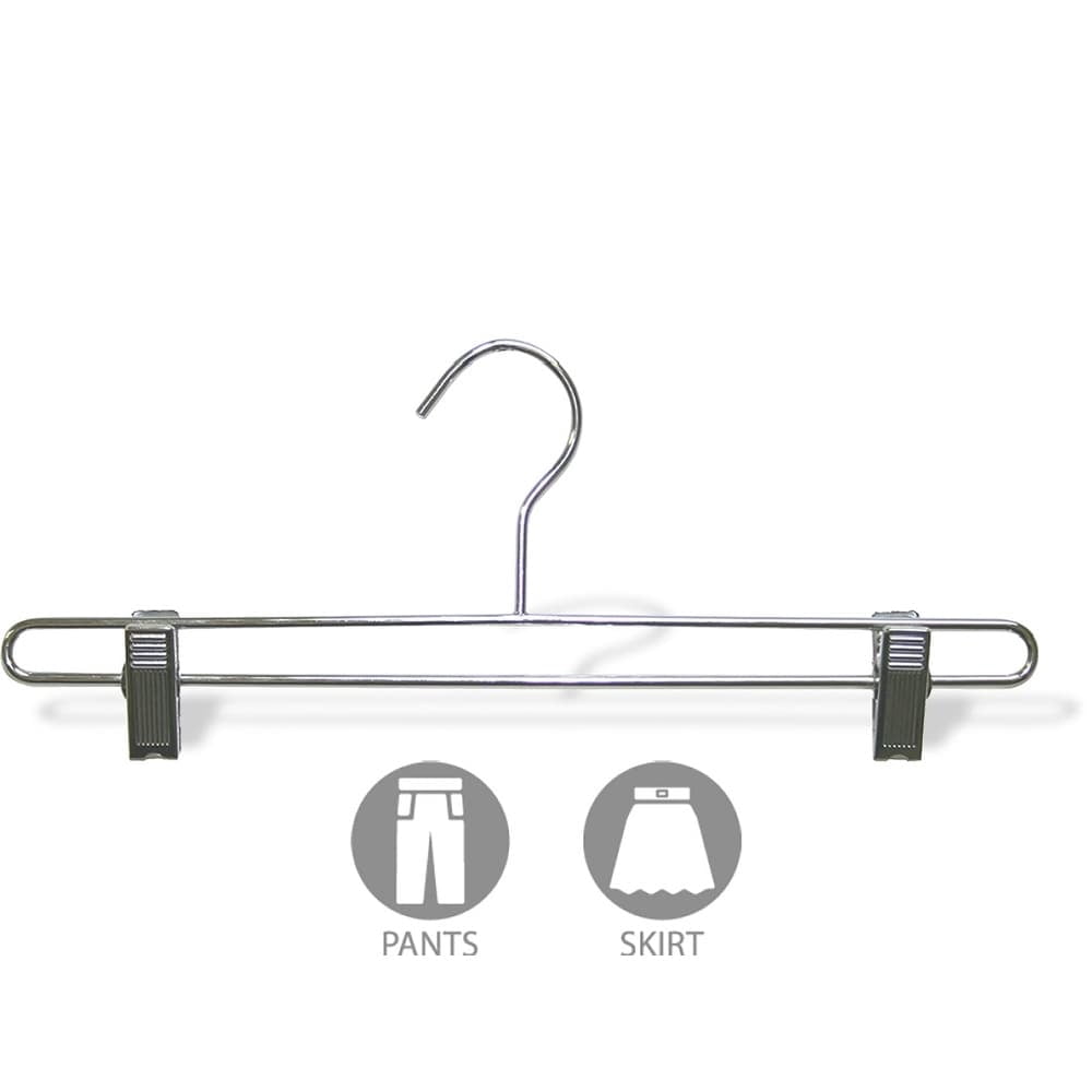 The Great American Hanger Company Polished Chrome Metal Bottoms Hanger with Clips (Box of 25)