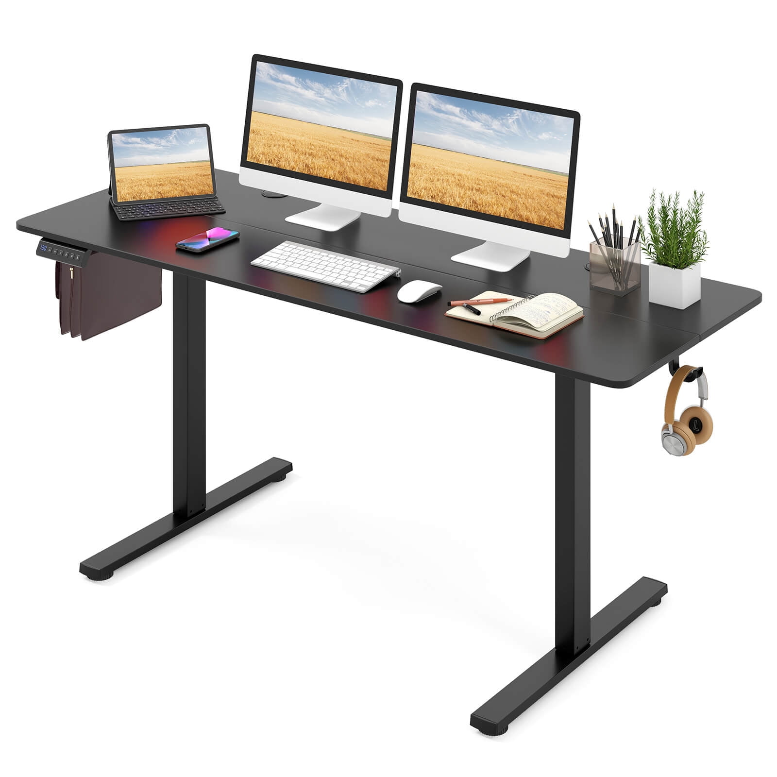 Costway 63 x 24 Inch Sit Stand Desk Height Adjustable Electric