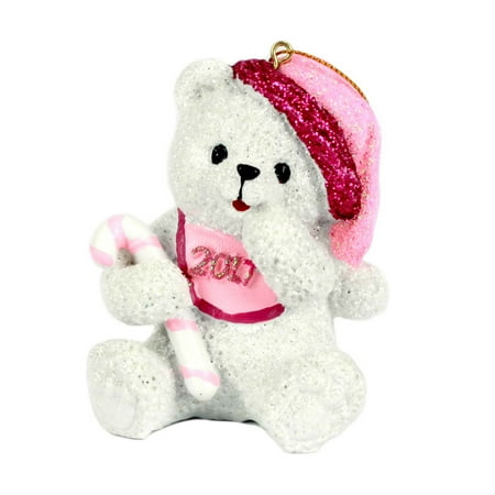 Holiday Time 3.5 Inch Christmas Baby First Ornaments â Baby Girl Teddy