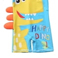 thumbnail image 5 of Traje de baño de una pieza de manga corta con protección solar para playa, aguas termales, traje de baño con sombrero para niño pequeño, dinosaurio azul y blanco, M (80-90 cm, 10-13 kg), 5 of 5