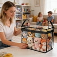 thumbnail image 2 of Large Clear Plastic Storage Moving Bags Thick Comforter & Clothes Tote Container Bin, Stackable Foldable Boxes 20 L Hinged Lid Zipper Organizer for Book Toys Camping Travel Attic Black, 2 of 9