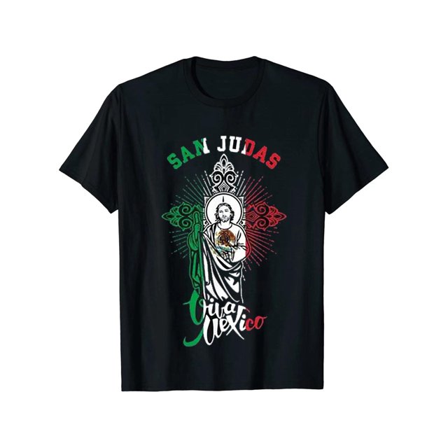 Las camisetas para hombre están hechas de 100% algodón, suaves y cómodas. San Judas Tadeo Viva México Camiseta mexicana de San Judas Tadeo 100% algodón, peso de la tela 180 g