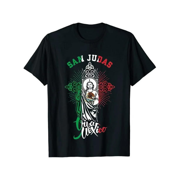 Las camisetas para hombre están hechas de 100% algodón, suaves y cómodas. San Judas Tadeo Viva México Camiseta mexicana de San Judas Tadeo 100% algodón, peso de la tela 180 g