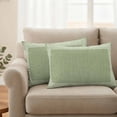 thumbnail image 3 of Outdoor Waterproof Pillow Covers Green Back Pattern Retro Linen Decorative Throw Pillow Protectors,Pillowcase Cushion Cases for Patio Sofa Garden Couch,20x12in,Pack of 2, 3 of 14
