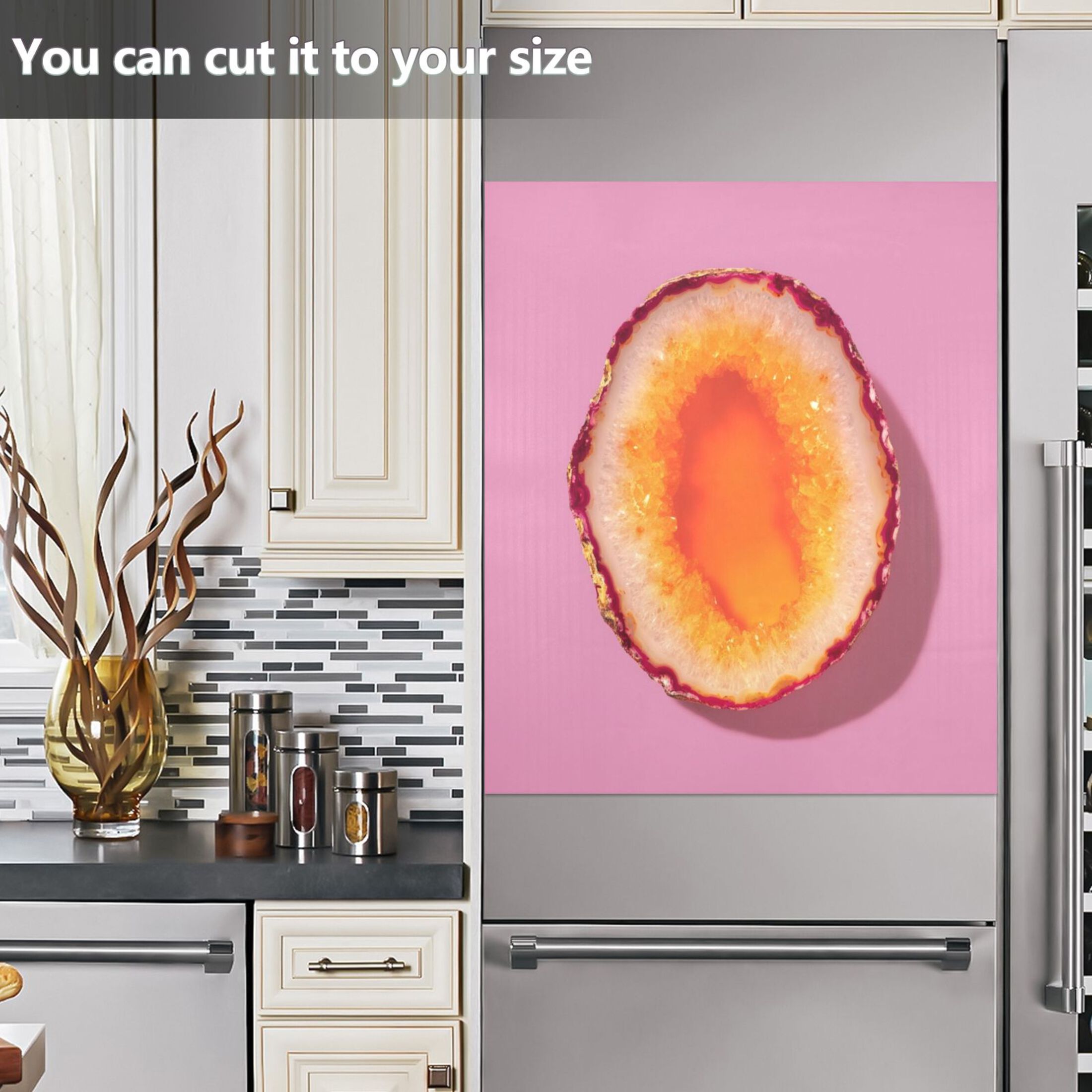 IAUYY Magnetic decorative sticker - 23x26 Inch PVC Refrigerator Decorative Cover, Removable DIY Art for Kitchen Appliances Half A Piece Of Agate