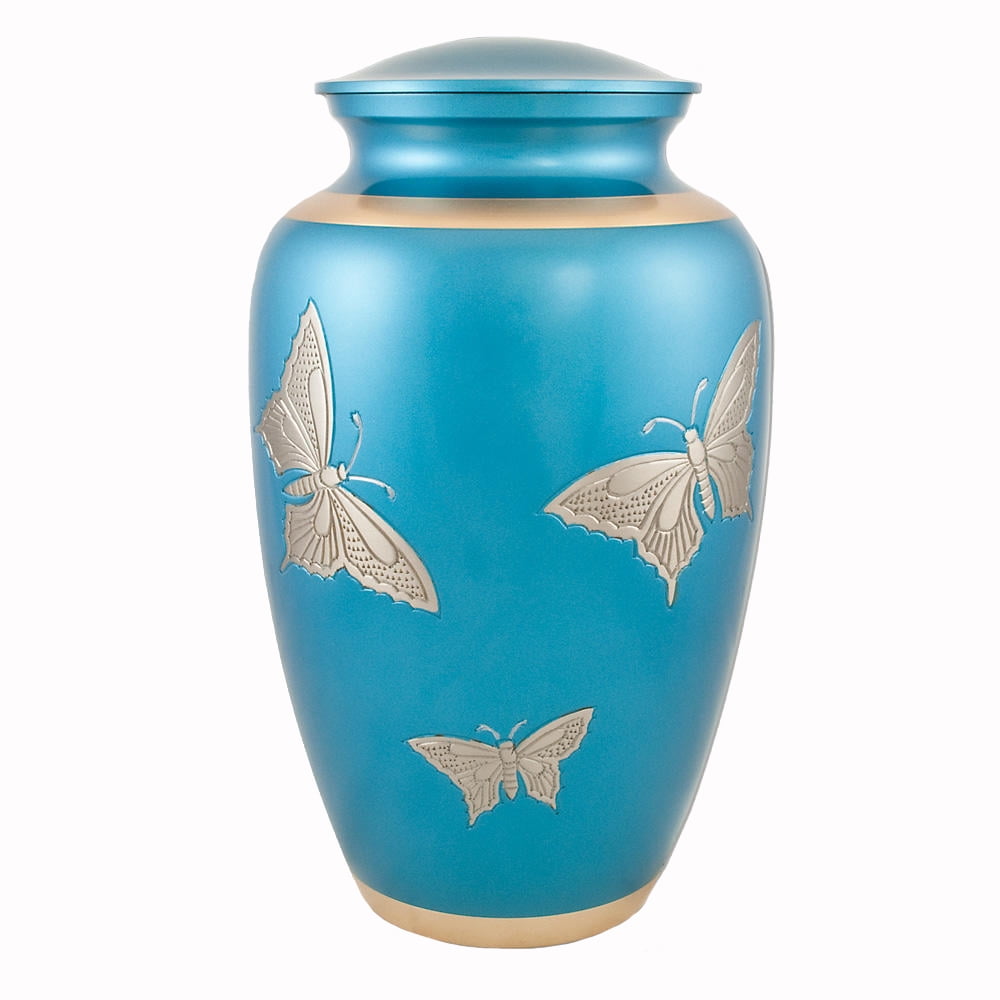 Butterfly White Large Cremation Funeral Urn Adult 220 Cubic InLarge Burial 