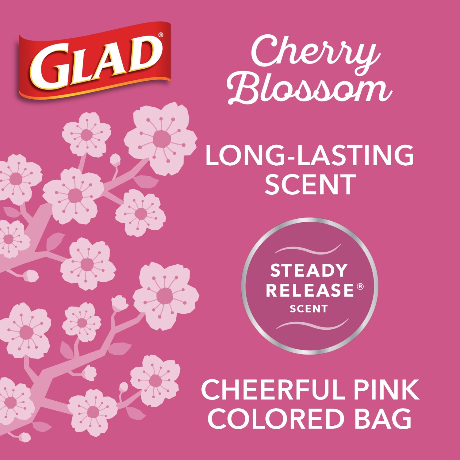 Glad 4 Gal. Cherry Blossom Drawstring OS Trash Bags (34-Count