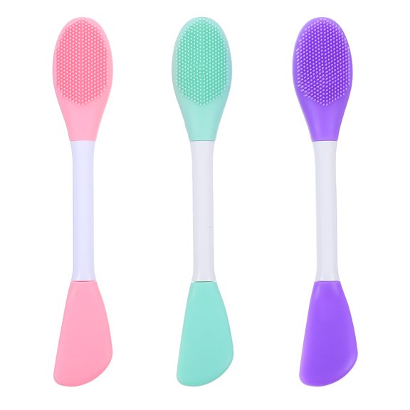 Siliaire 3Pcs Facial Cleaning Brush Double Head Silicone For Women Daily Life Manual Face Cleansing Tool