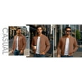 thumbnail image 5 of GIRUNS Men's Casual Varsity Jacket Vintage Suede Bomber Jackets Lightweight Outerwear Coat Brown L, 5 of 7