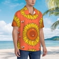 thumbnail image 5 of Sunflowers And Bees Hawaiian Shirts For Men, Summer Short-Sleeve Relaxed-Fit Button-Down Shirts X-Large, 5 of 9