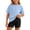 Blue, variant on Girls Outfit Sets Short Sleeve, 2 Piece Solid Color Summer T-shirts and Shorts Sets Pink Size 12