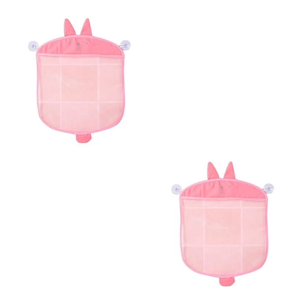 Toystoory Nueva bolsa de almacenamiento para colgar en el baño, contenedor de malla de secado rápido de gran capacidad con dibujos animados, rosado 2piezas
