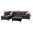 thumbnail image 3 of Modern Brown Faux Leather 3-Piece Sectional Sofa Set with Free Storage Ottoman (103" x 73.5" x 32"), 3 of 9