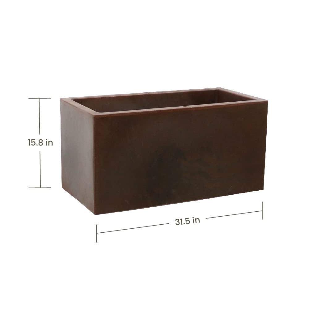 Ecobo 15.7 inches Eco-Friendly Rectangular Planter Box, Bloco Indoor/Outdoor use, Durable, Versatile & Lightweight, Designed by Brazilian Artisans, Contemporary All-Weather Design – Brown - image 2 of 4