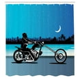 thumbnail image 3 of Ambesonne Navy Blue Shower Curtain, Chopper Motorcycle, 69"Wx84"L, Black Navy, 3 of 5