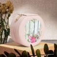 thumbnail image 6 of Yiaed Vintage Wood with Floral Print Travel Jewelry Case Bridesmaid Gift Boxes Jewelry Travel Organizer Small Round Jewelry Box Mini Storage-Pink, 6 of 7