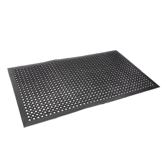 Rubber Floor Mat, Anti-Fatigue Drainage Rubber Non-Slip Hexagonal Mat Black 150*90cm