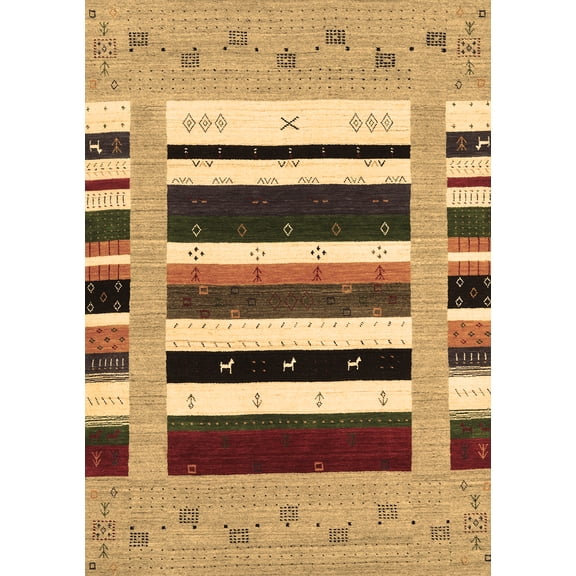 Ahgly Company Indoor Rectangle Abstract Brown Contemporary Area Rugs, 5' x 8'