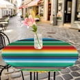 thumbnail image 4 of Mexican Stripes Fitted Tablecloth with Elastic Edged, Round Table Cloth for Dining Table, Colorful Striped Mexican Fiesta Theme Waterproof Oil Proof Table Cover for Indoor Outdoor 55"-60", 4 of 8