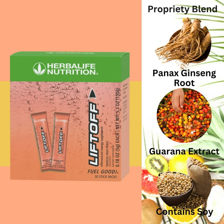 Herbal Nutrition Liftoff Stick Pack, Tropical Fruit Energy Drink