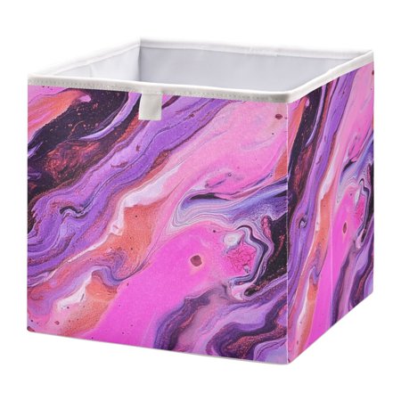 Open Home Storage Bins Durable Foldable Fabric Organizers for Clothes Toys Books 11.02x11.02x11.02 in Pink and Purple Fluid Pattern