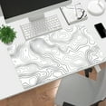 thumbnail image 3 of NEONWE Topographic Gaming Mouse Pad, Modern Abstract Geometric Lines Large Desk Mat, with Non-slip Base Stitched Edge Minimalist Keyboard Mat for Work Game Office Home, 31.5 X 15.75 Inch,White, 3 of 6