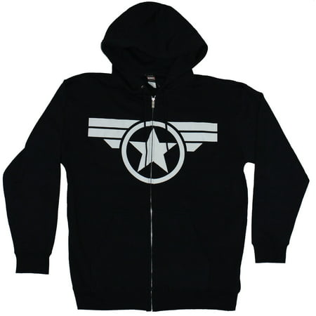 Captain America Mens Hoodie Sweatshirt - Star Bar Logo white Stamped