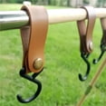 thumbnail image 4 of Portable S Type PU Leather Metal Camping Hook Clothes Hook Kitchen Towel Storage Accessory Triangle Clothes Hook, 4 of 8