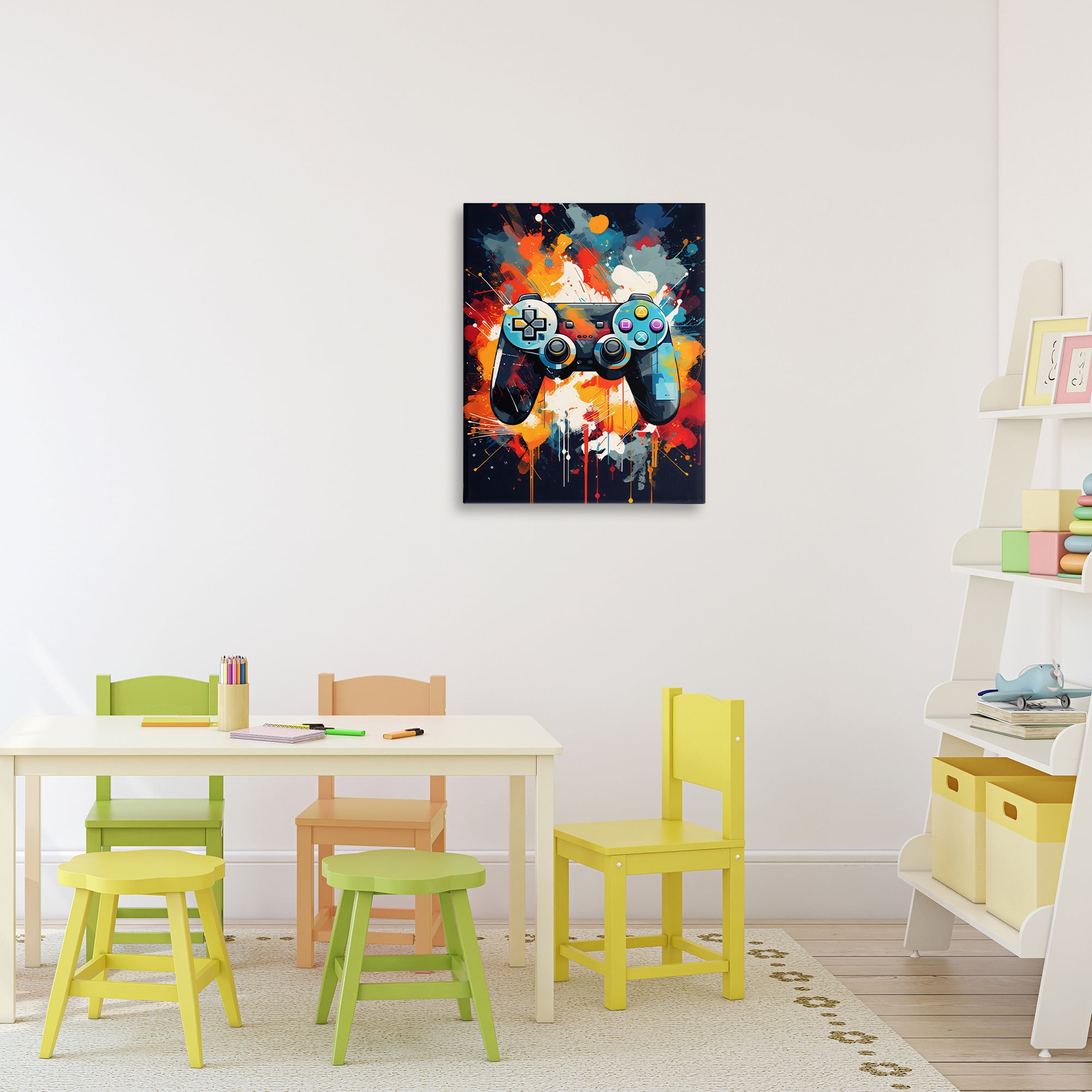 Stupell Industries Orange Paint Splash Gamer Canvas Wall Art, design by Creative Studio